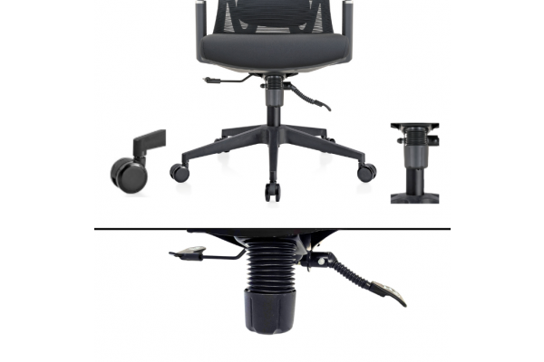 Fotel biurowy K24 PROBALANCE CZARNY zgodny z normami BHP z wieszakiem, pełna regulacja